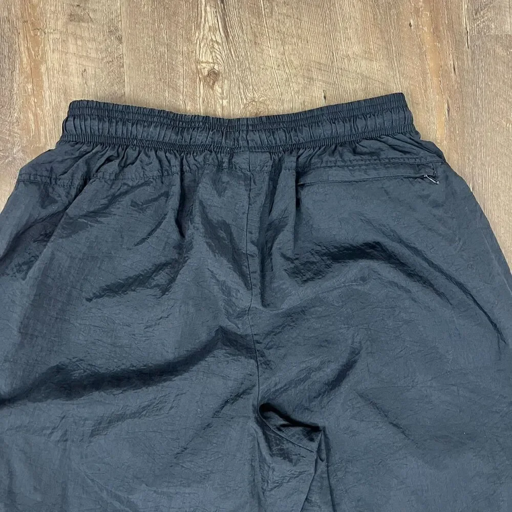 Vtg 90's Nike Trackpants Swoosh Black Joggers Men's L Zip Ankle Nylon